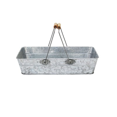 Vintage Rustic Galvanized portable metal tray with handles