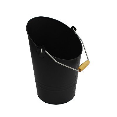 Black Fireplace Metal Hot Ash Bucket with Lid