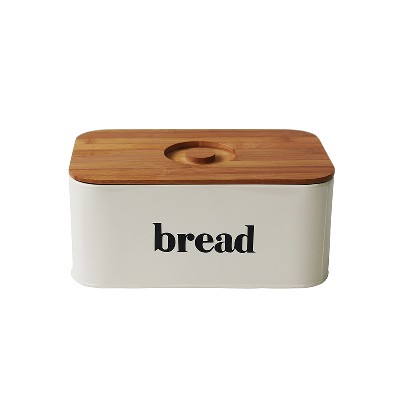 Cream White Vintage Metal Kitchen Storage Tin Canister Bread box