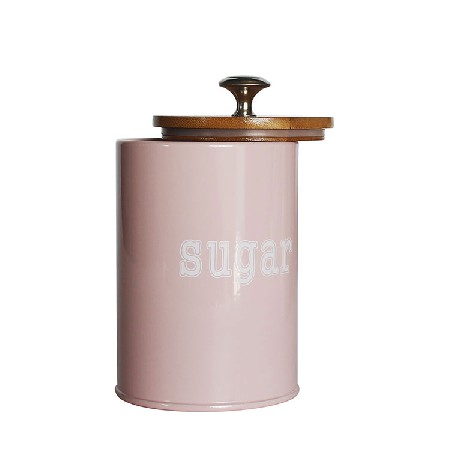 Rustic Vintage Farmhouse Country Decor 3 Piece pink Metal tea coffee sugar Kitchen Canister sets