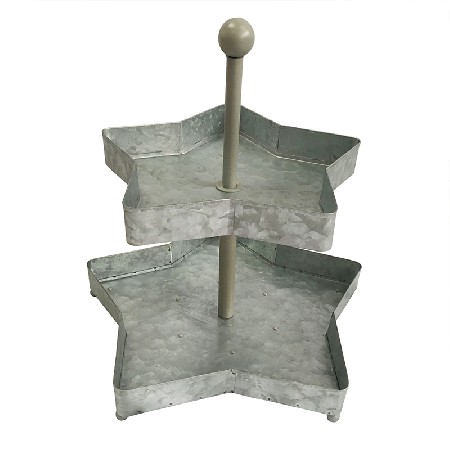 Vintage Galvanized steel star shape 2 tier Serving tray