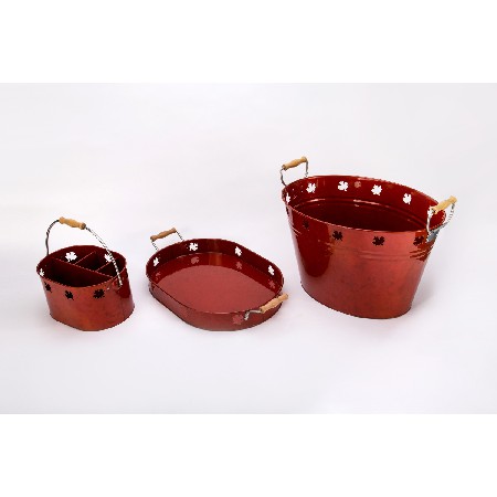 Chinese manufacturers sale red metal Oval party beverage tub