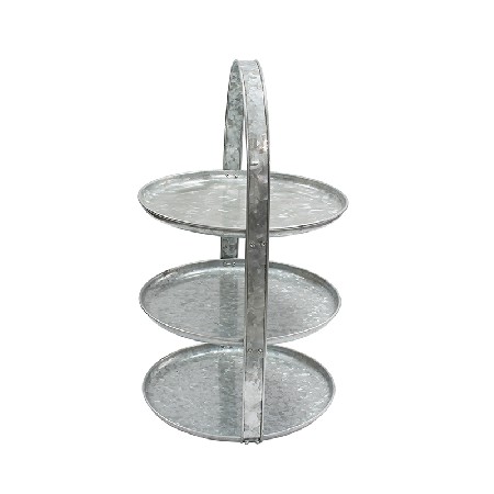 Indoor outdoor use galvanized metal 3 tier stand serving tray