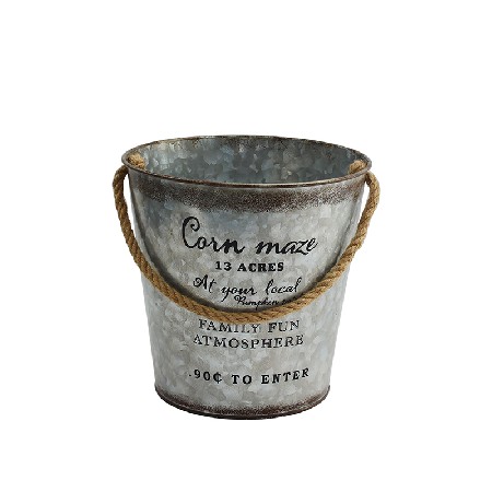 Hemp rope with white iron round wine cooler bucket