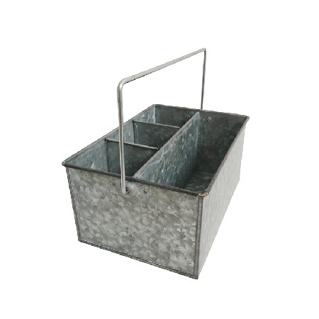 Galvanized Metal Carry Compartment utensil organizer caddy