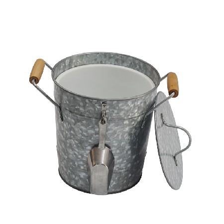 Metal Double Wall Drink Bucket With Lid And Scoop