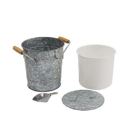 Metal Double Wall Drink Bucket With Lid And Scoop