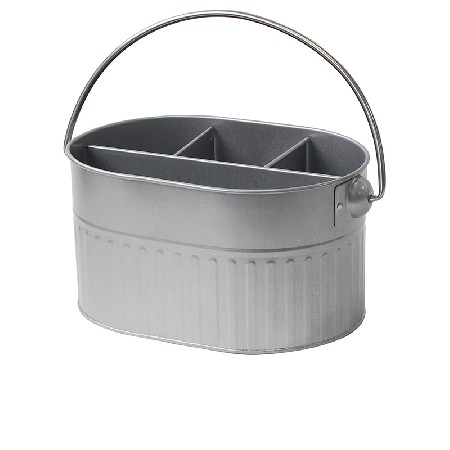 Galvanized Metal All Organizer Carry Multipurpose Silverware Utensil Caddy