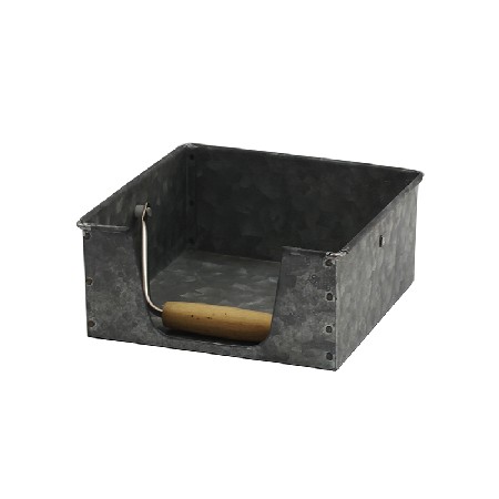 Rustic Dark Silver Galvanized Metal Table Top Paper Napkin Holder for Dining Table and Kitchen