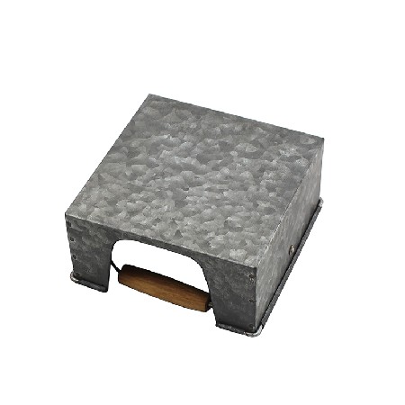 Rustic Dark Silver Galvanized Metal Table Top Paper Napkin Holder for Dining Table and Kitchen