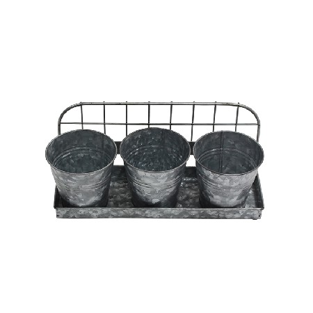 Country Style Galvanized Metal Wall-mounted Set 3 Flower pot