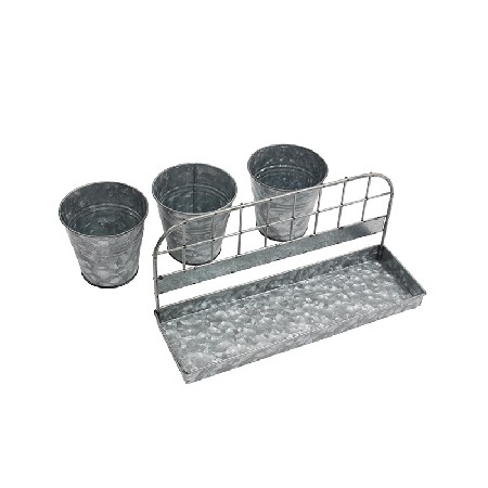 Country Style Galvanized Metal Wall-mounted Set 3 Flower pot