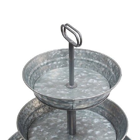 High quality galvanized Farmhouse Style Serving Tray 3-Tier Metal Tray With portable handle