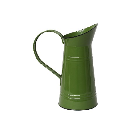 Green French Style Country Primitive Flower Vase Jug Rustic Metal Pitcher for for Home Decoration