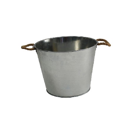 Custom Silk logo printed Galvanized Metal Ice Bucket for Drinks with Rope Handles