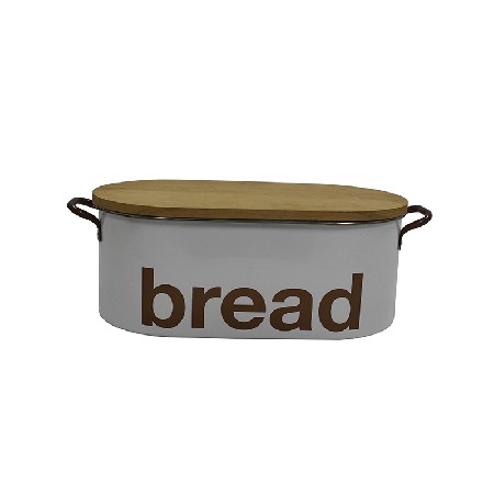 Metal Bread Bin With Bamboo Lid