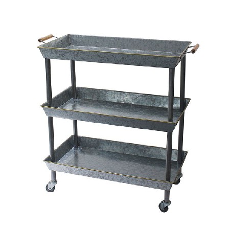 3-Tier Rolling Metal Storage Organizer Mobile Utility Cart with Caster Wheels