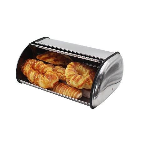 Bread Box for Kitchen Counter Matte Stainless Steel Bread Storage Bin Container with Roll up Lid