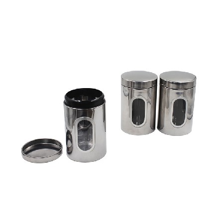 Stainless Steel Kitchen bread Sugar Food Tea Coffee Candy Storage Canister with Transparent Windows