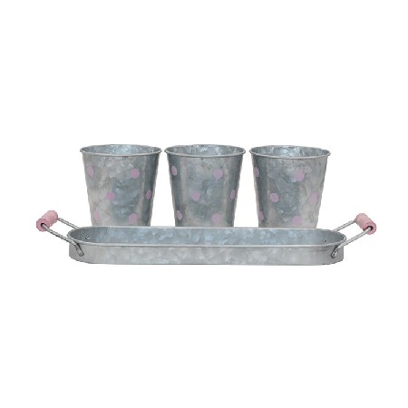 Galvanized Metal Indoor Outdoor Planter Herb Plant Pots With Tray