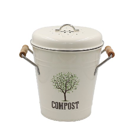 Carbon Steel Indoor Kitchen Compost Pail for Kitchen Countertop for Food Scraps