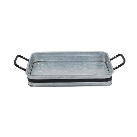 Farmhouse Decor Galvanized Metal Rectangular Trays with Handles