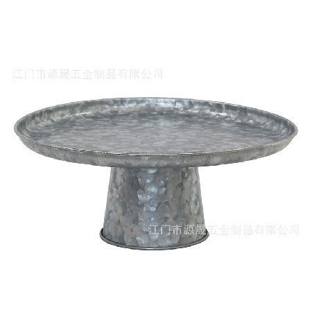 金屬工藝品創(chuàng)意圓形金屬歐式復古果盤托盤婚禮鍍鋅鐵藝單層蛋糕架